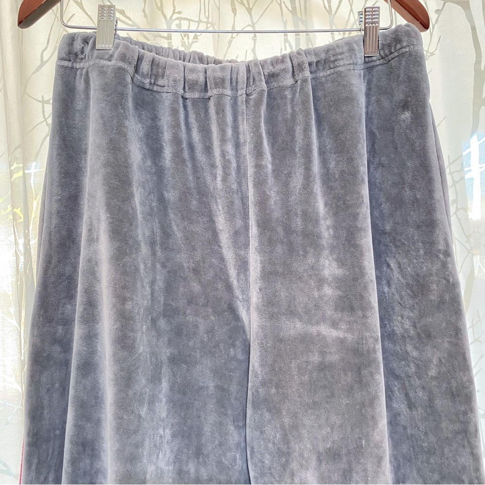 Vintage Christian Dior red stripe gray Valore velvet elastic waist track pants - Picture 2 of 12